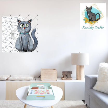 Gray Cat Light Switch Sublimation Design | Cat Lover Digital Download