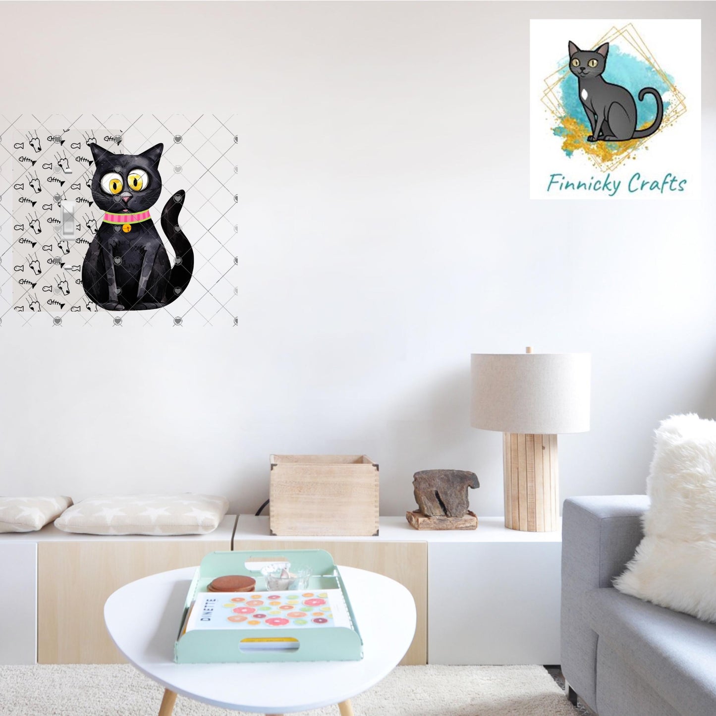 Black Cat Light Switch Sublimation Design | Cat Lover Digital Download