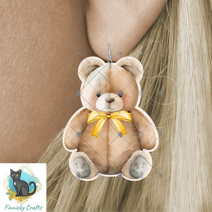 Teddy Bears with bows Bundle - 6 designs total - Sublimation Design - green, purple, yellow png, Acrylic Sublimation, decor, earrings, sign