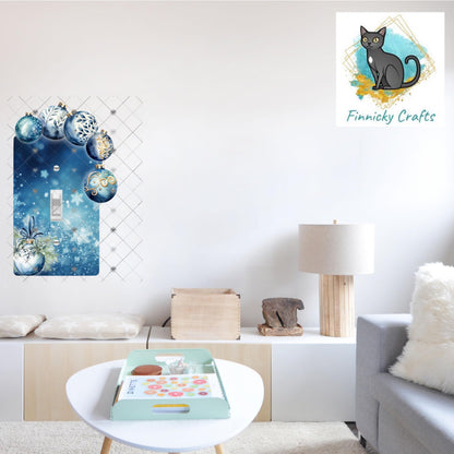 Blue Christmas Bulbs Light Switch, Sublimation, Decor, Sublimation, Digital, PNG, Design