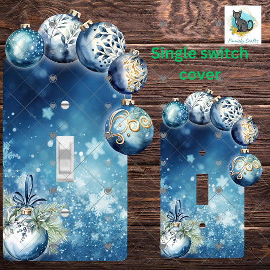 Blue Christmas Bulbs Light Switch, Sublimation, Decor, Sublimation, Digital, PNG, Design