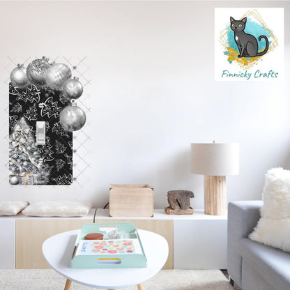 Silver and Black Christmas Bulbs Light Switch, Sublimation, Decor, Sublimation, Digital, PNG, Design