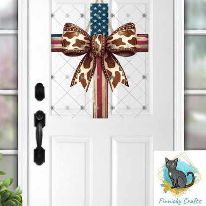 Cross with Bow, Christmas, Leopard, American Flag, Sublimation, Digital, PNG Design, Download for Earrings, Wall Decor, Door Hanger