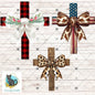 Cross with Bow, Christmas, Leopard, American Flag, Sublimation, Digital, PNG Design, Download for Earrings, Wall Decor, Door Hanger