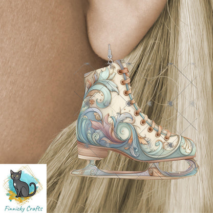 Ice Skate - Christmas Sublimation Design PNG Graphic Clip Art Digital, DTF, Earrings, Ornament, Night Light, Door Hanger