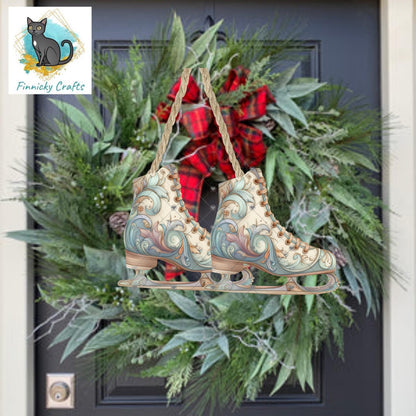 Ice Skate - Christmas Sublimation Design PNG Graphic Clip Art Digital, DTF, Earrings, Ornament, Night Light, Door Hanger