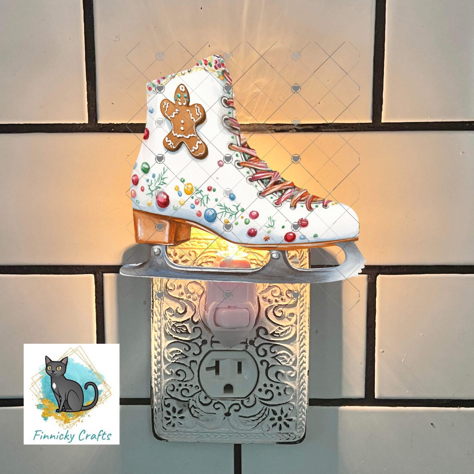 Ice Skate - Christmas Sublimation Design PNG Graphic Clip Art Digital, DTF, Earrings, Ornament, Night Light, Door Hanger
