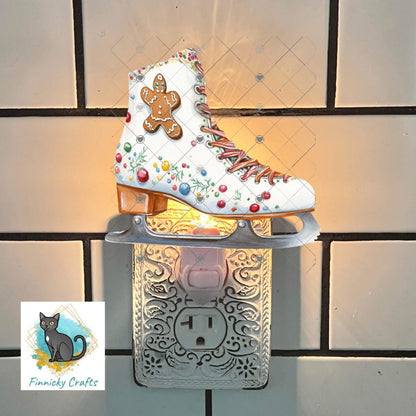 Ice Skate - Christmas Sublimation Design PNG Graphic Clip Art Digital, DTF, Earrings, Ornament, Night Light, Door Hanger