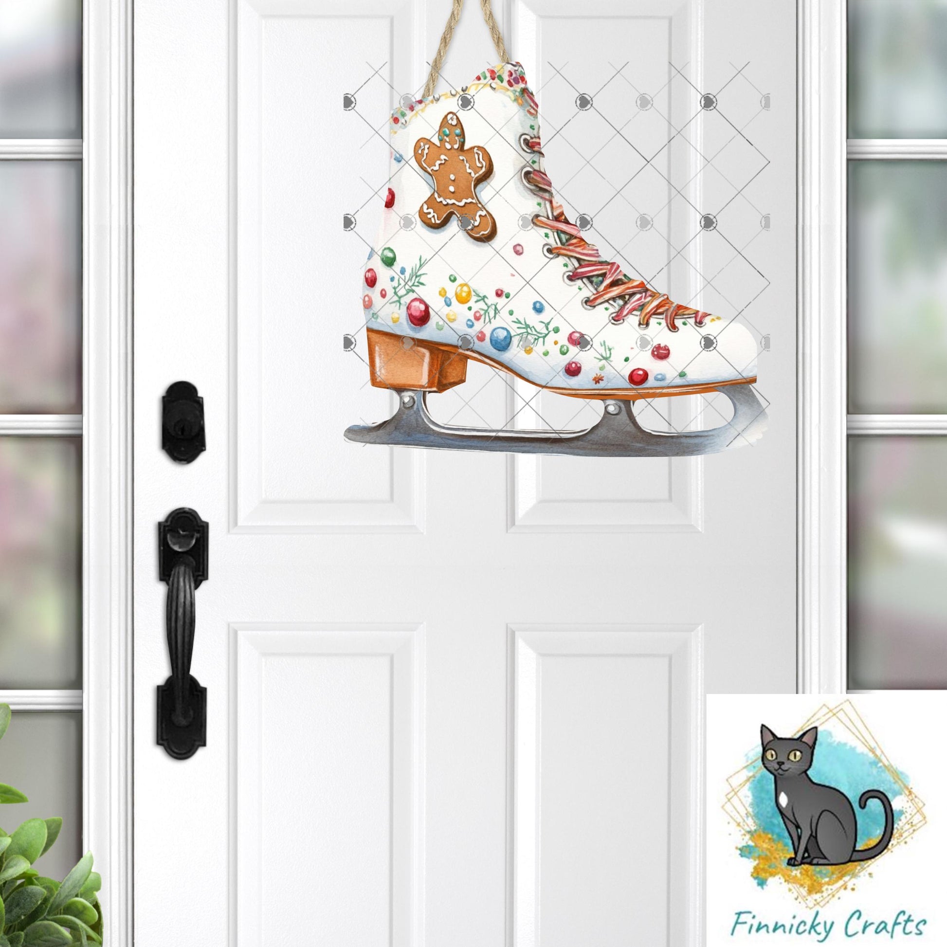 Ice Skate - Christmas Sublimation Design PNG Graphic Clip Art Digital, DTF, Earrings, Ornament, Night Light, Door Hanger