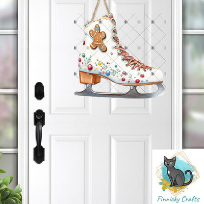 Ice Skate - Christmas Sublimation Design PNG Graphic Clip Art Digital, DTF, Earrings, Ornament, Night Light, Door Hanger