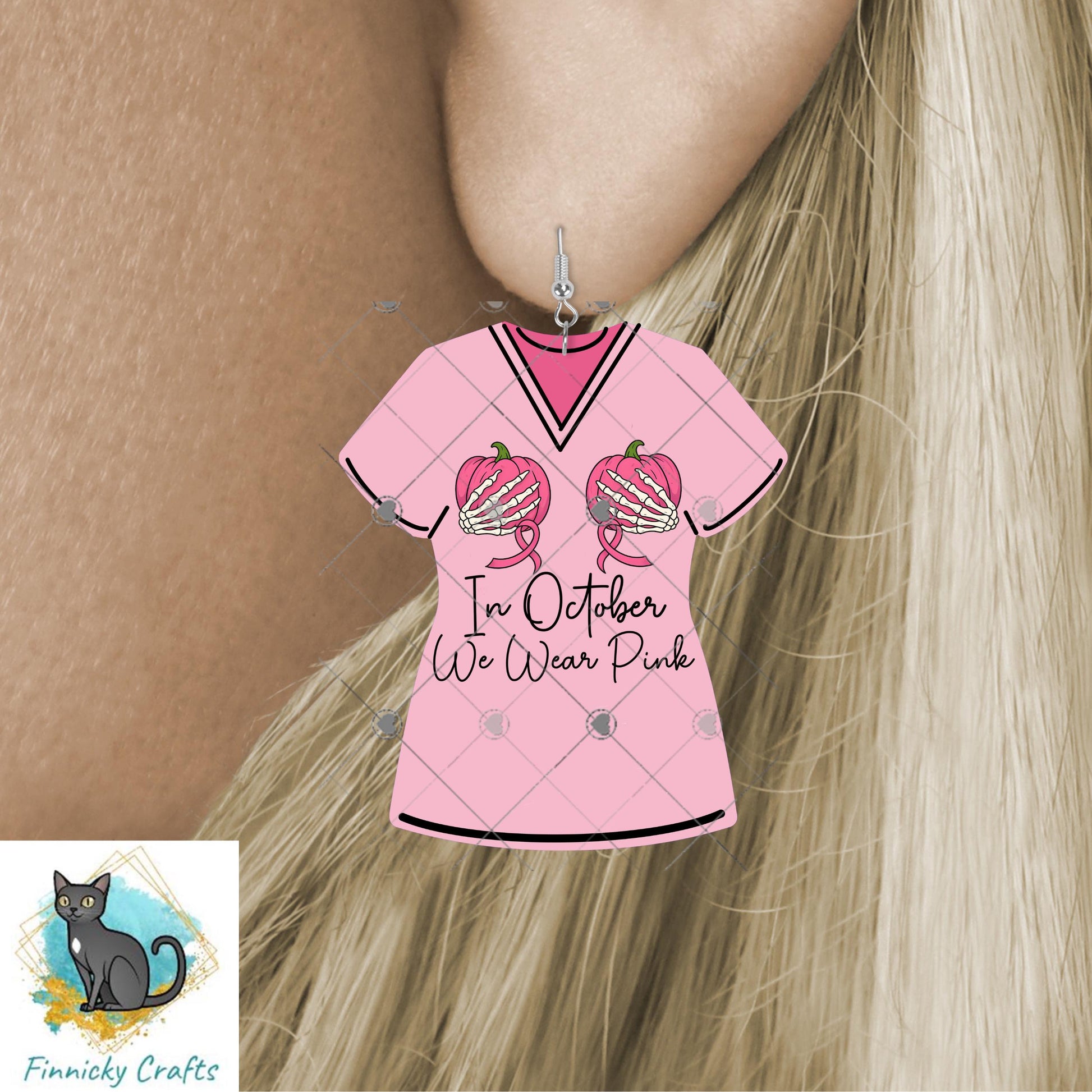 Bundle Nurse Scrubs Earrings, Decor, Badge Reel, Key Ring Sublimation, Digital Design, Download, Breast Cancer Awareness
