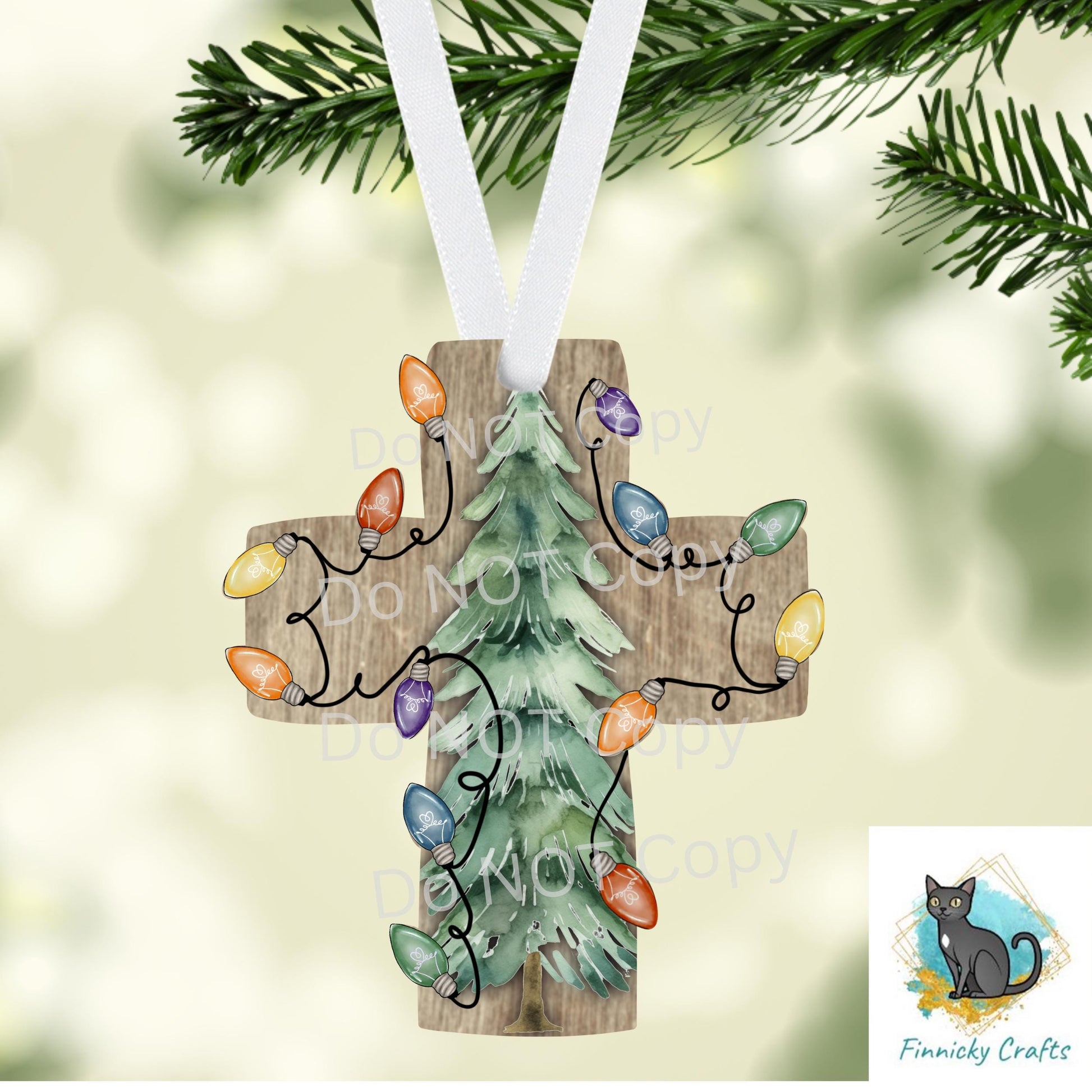 Christmas Lights Cross, Sublimation, Digital, PNG Design, Download for Earrings, Wall Decor, Door Hanger, Keychain