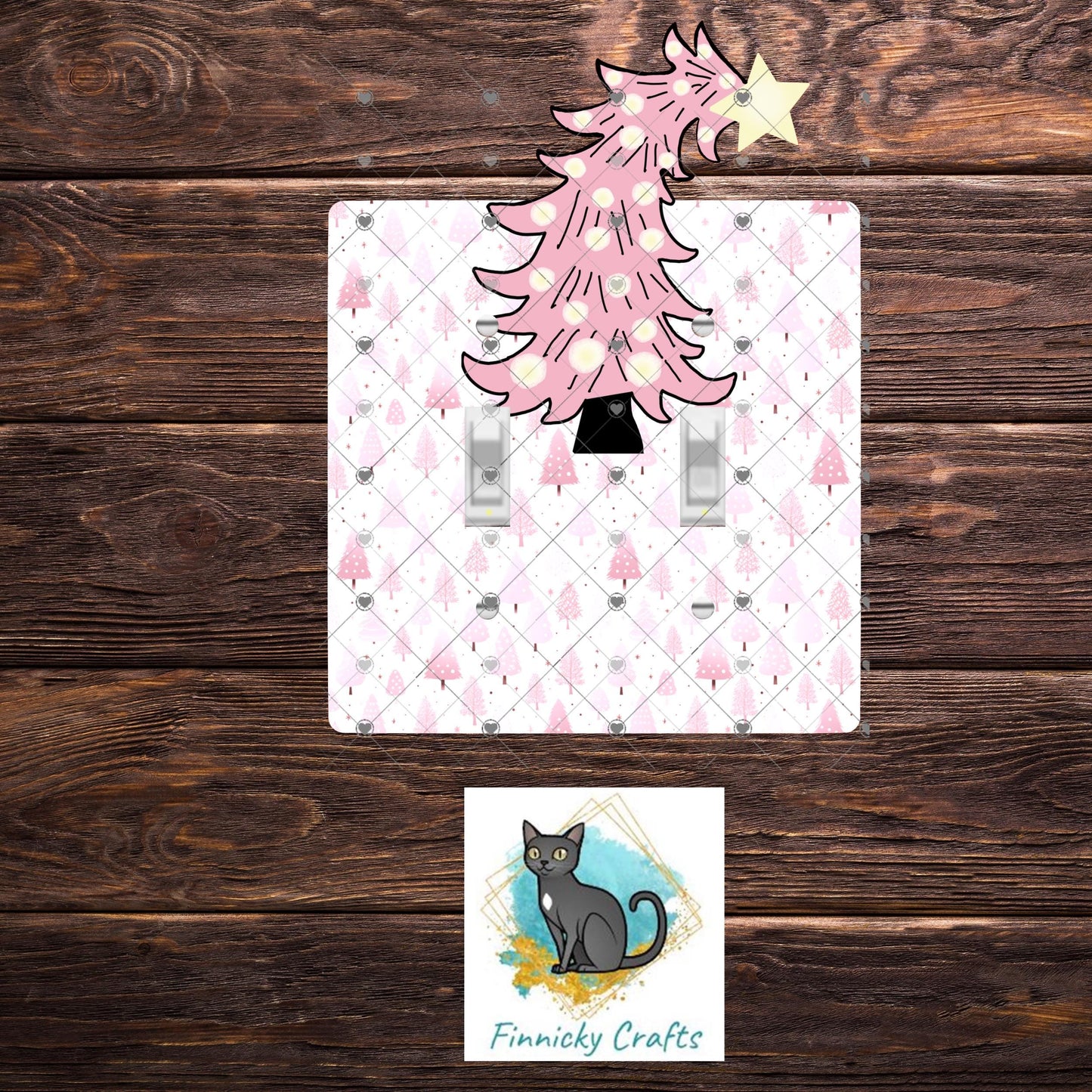 Christmas Tree Double Light Switch, Sublimation, Decor, Sublimation, Digital, PNG, Design, Pink
