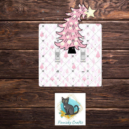 Christmas Tree Double Light Switch, Sublimation, Decor, Sublimation, Digital, PNG, Design, Pink