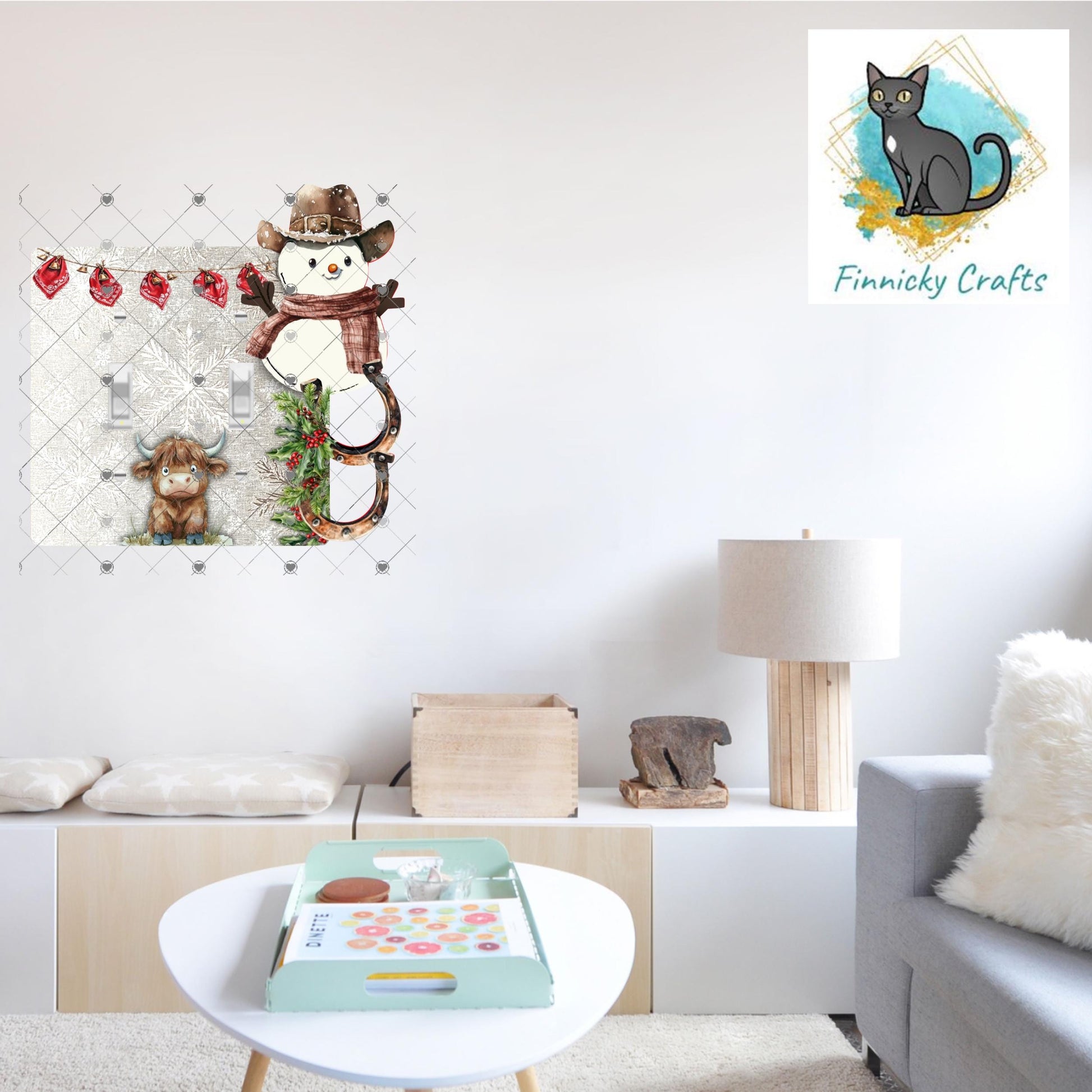 Cowboy Snowman- Double AND Single Light Switch - Sublimation Design, Decor, Winter, Christmas