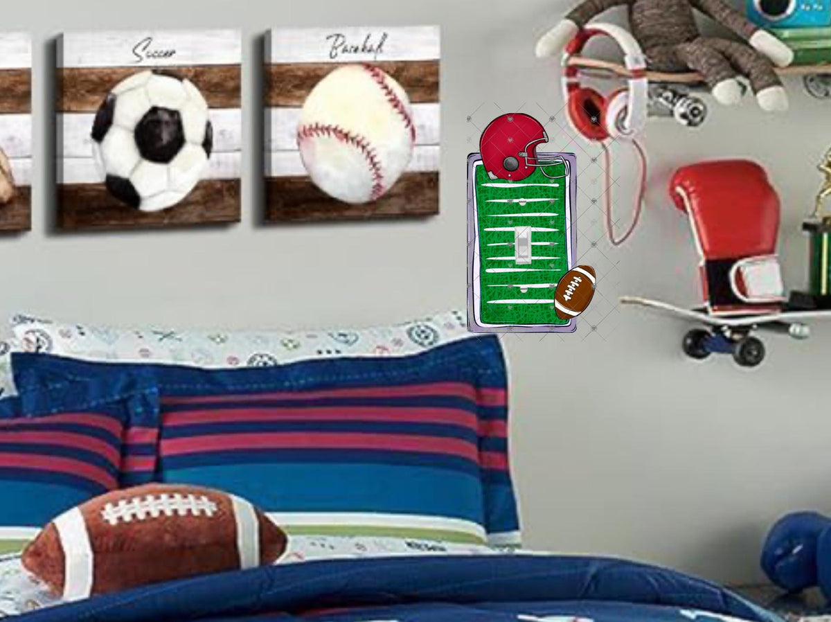 Red/Gray Football Light Switch, Sublimation, Decor, Sublimation, Digital, PNG, Design, Helmet, ball, field