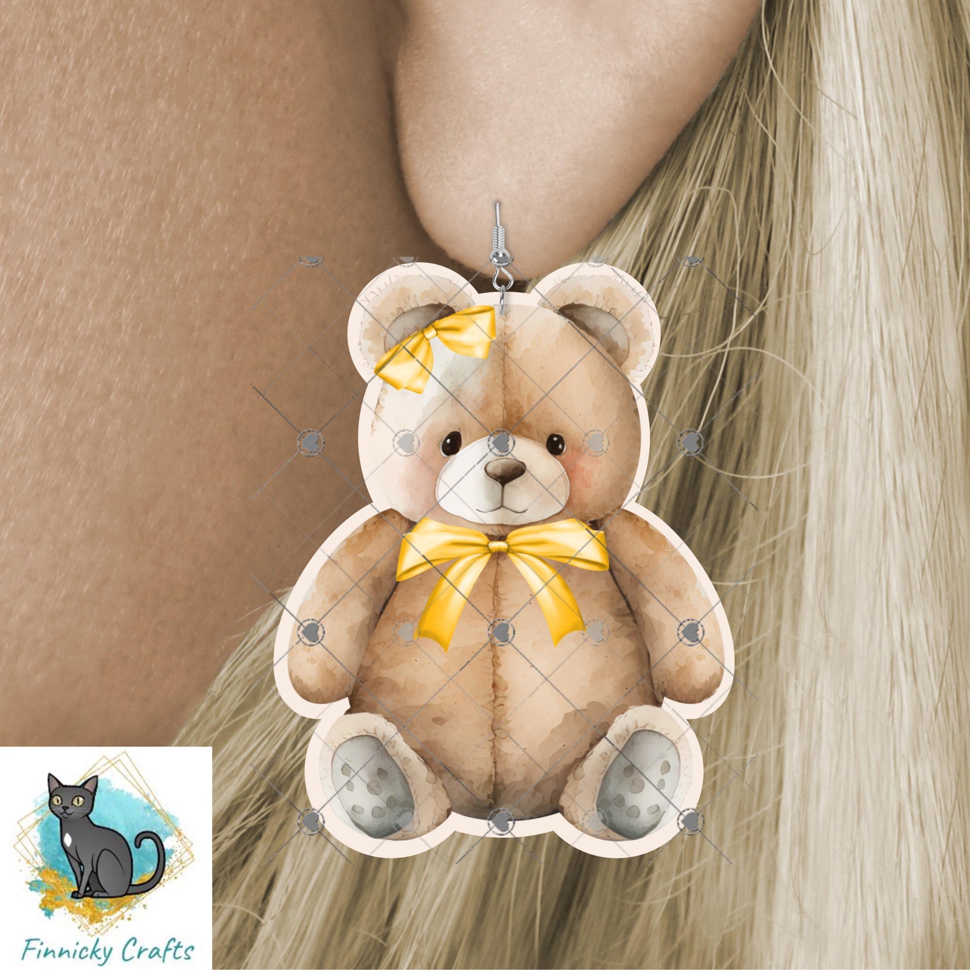 Teddy Bears with bows Bundle - 6 designs total - Sublimation Design - green, purple, yellow png, Acrylic Sublimation, decor, earrings, sign