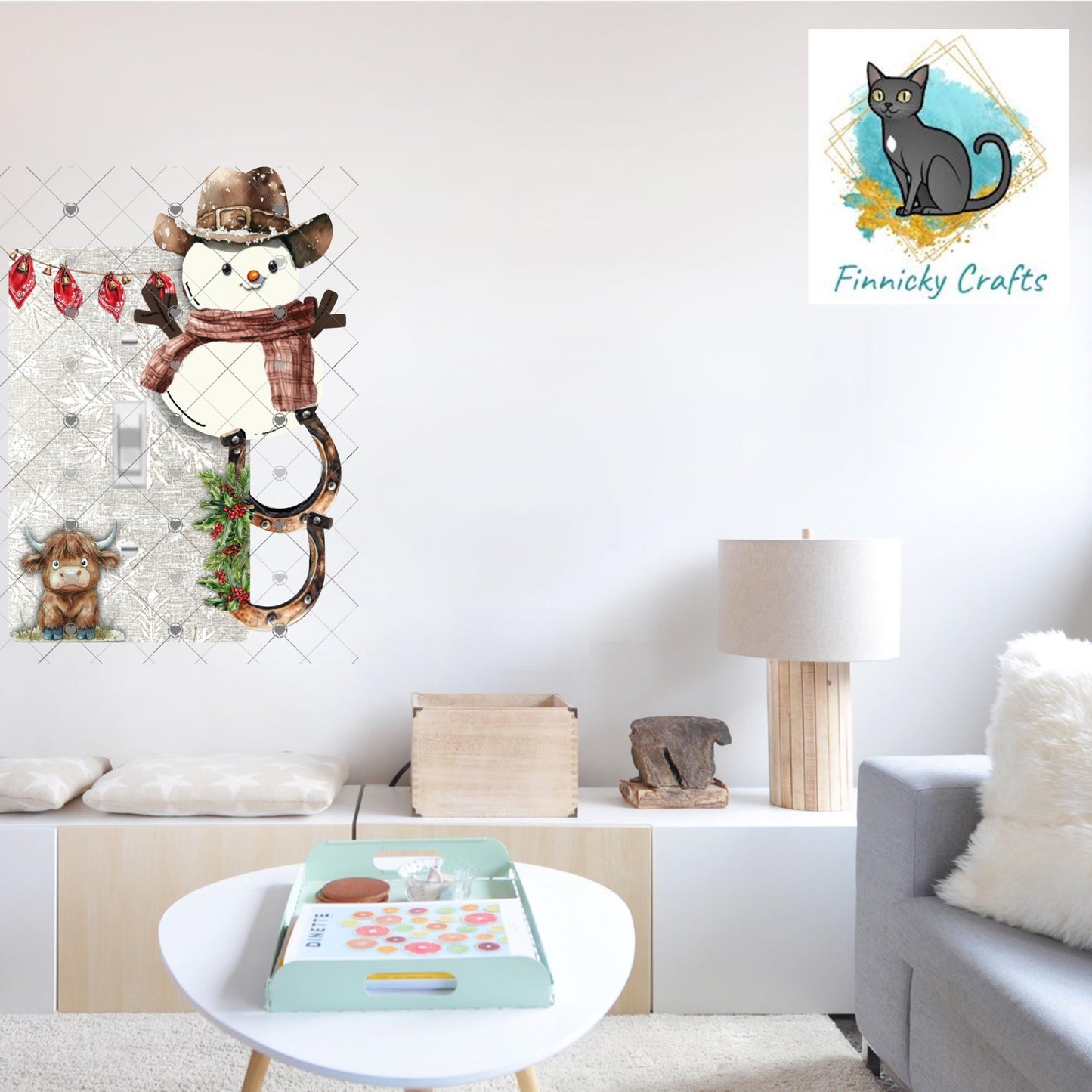 Cowboy Snowman- Single Light Switch - Sublimation Design, Decor, Winter, Christmas