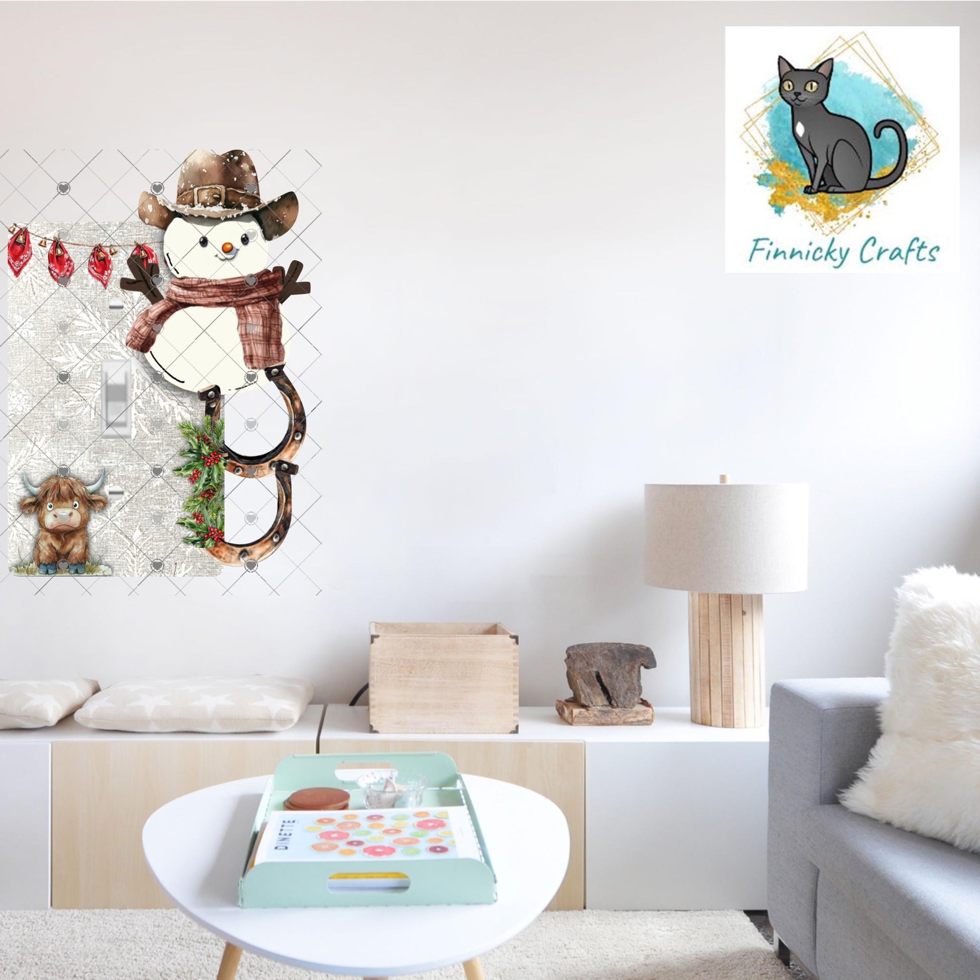 Cowboy Snowman- Single Light Switch - Sublimation Design, Decor, Winter, Christmas