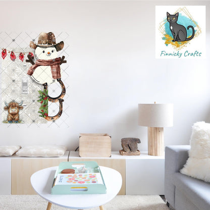 Cowboy Snowman- Single Light Switch - Sublimation Design, Decor, Winter, Christmas