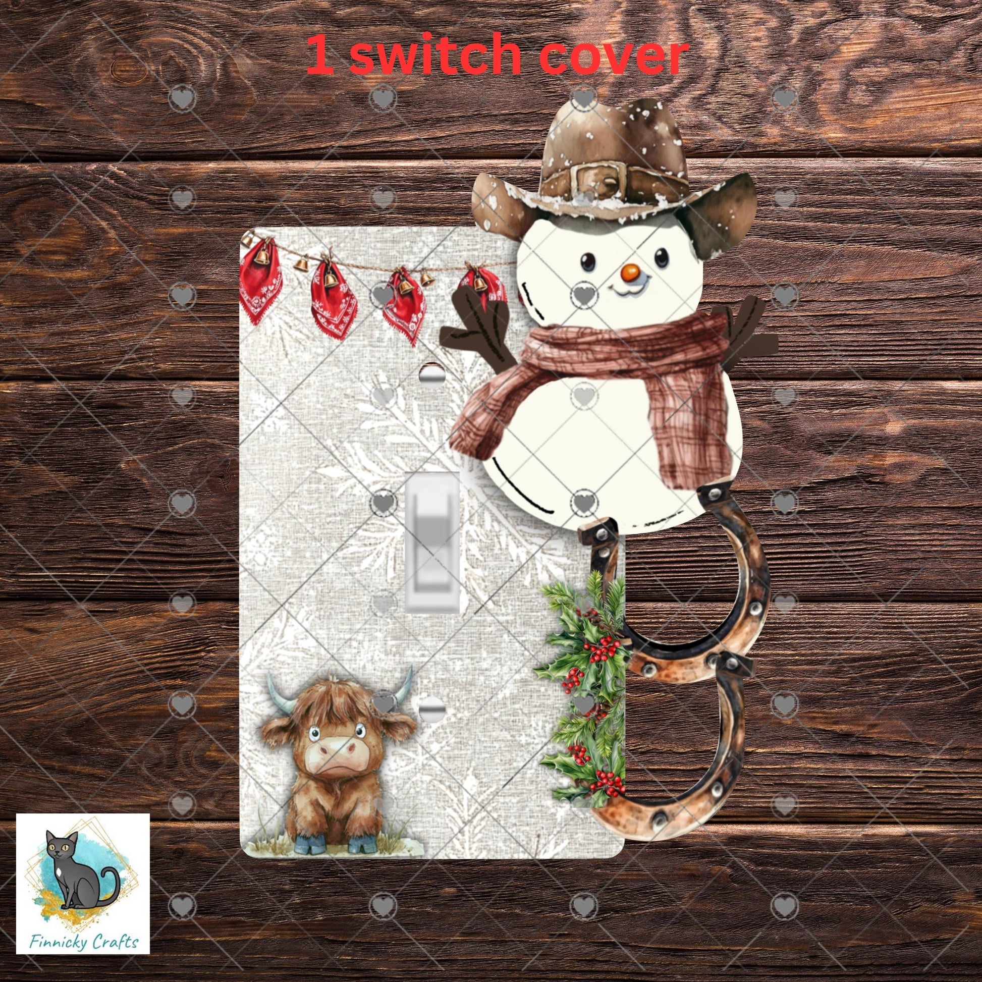 Cowboy Snowman- Single Light Switch - Sublimation Design, Decor, Winter, Christmas