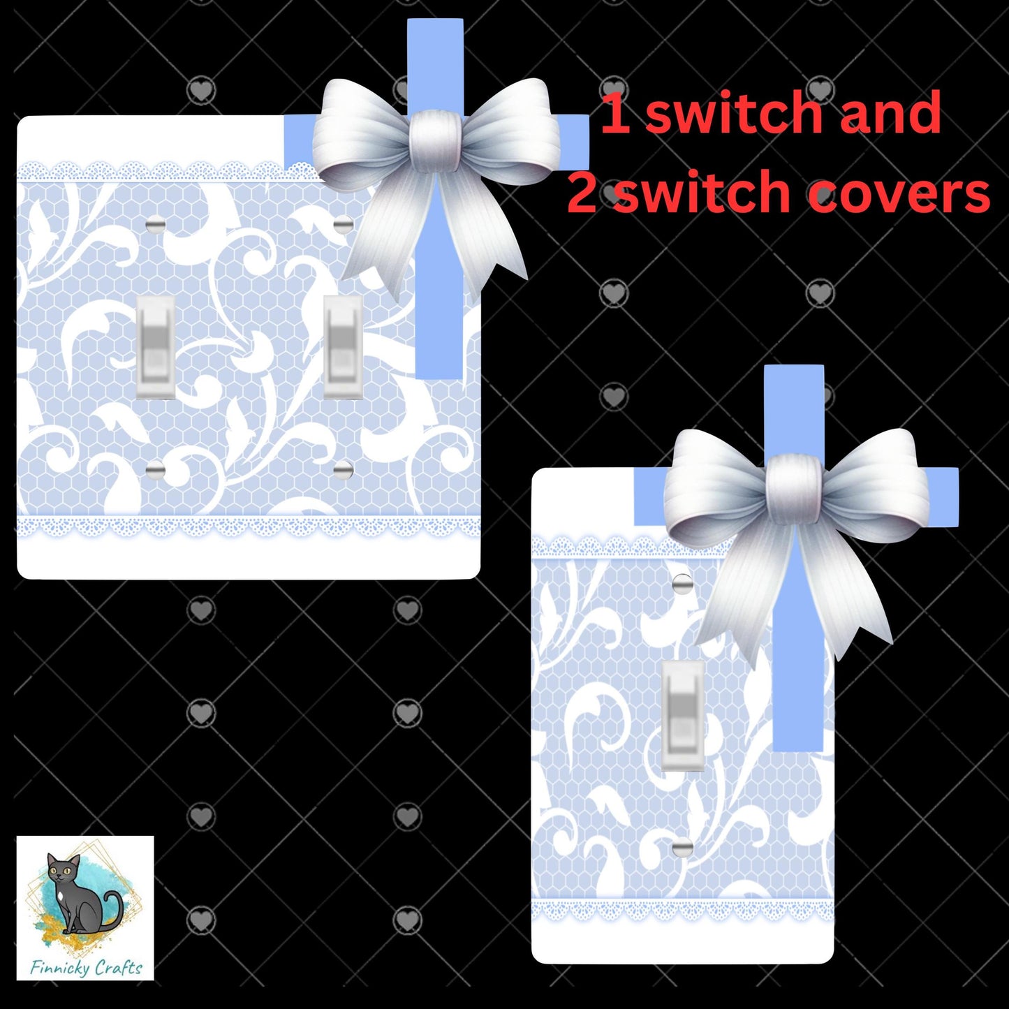 Cross with Bow- Double AND Single Light Switch - Sublimation Design, Decor.
