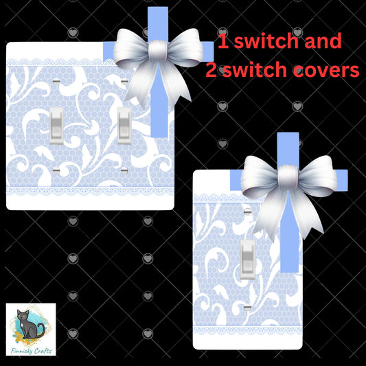 Cross with Bow- Double AND Single Light Switch - Sublimation Design, Decor.