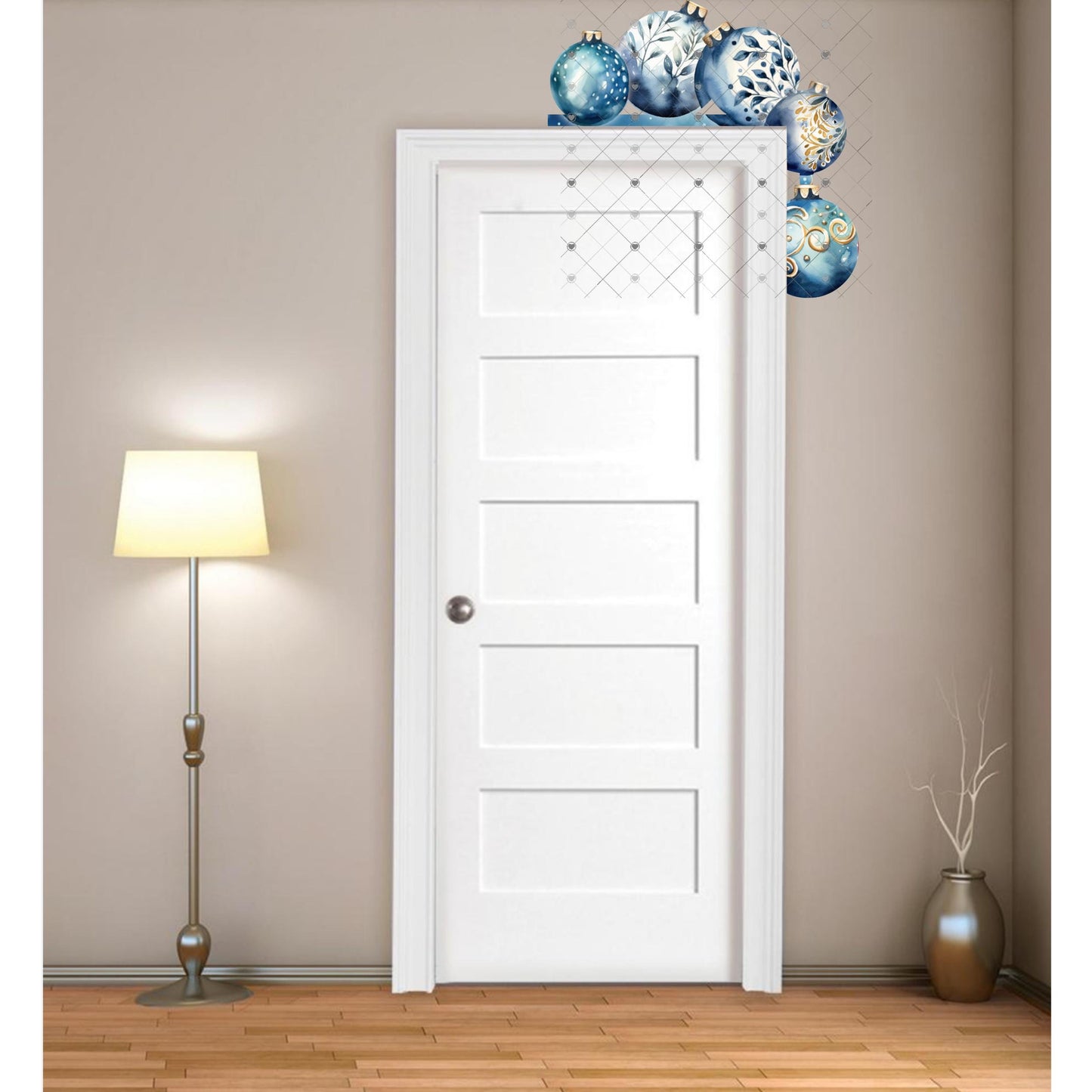 Ornament Corner Sitter - Blue bulbs, PNG Digital Download for Sublimation, door sitter, corner sitter, decor