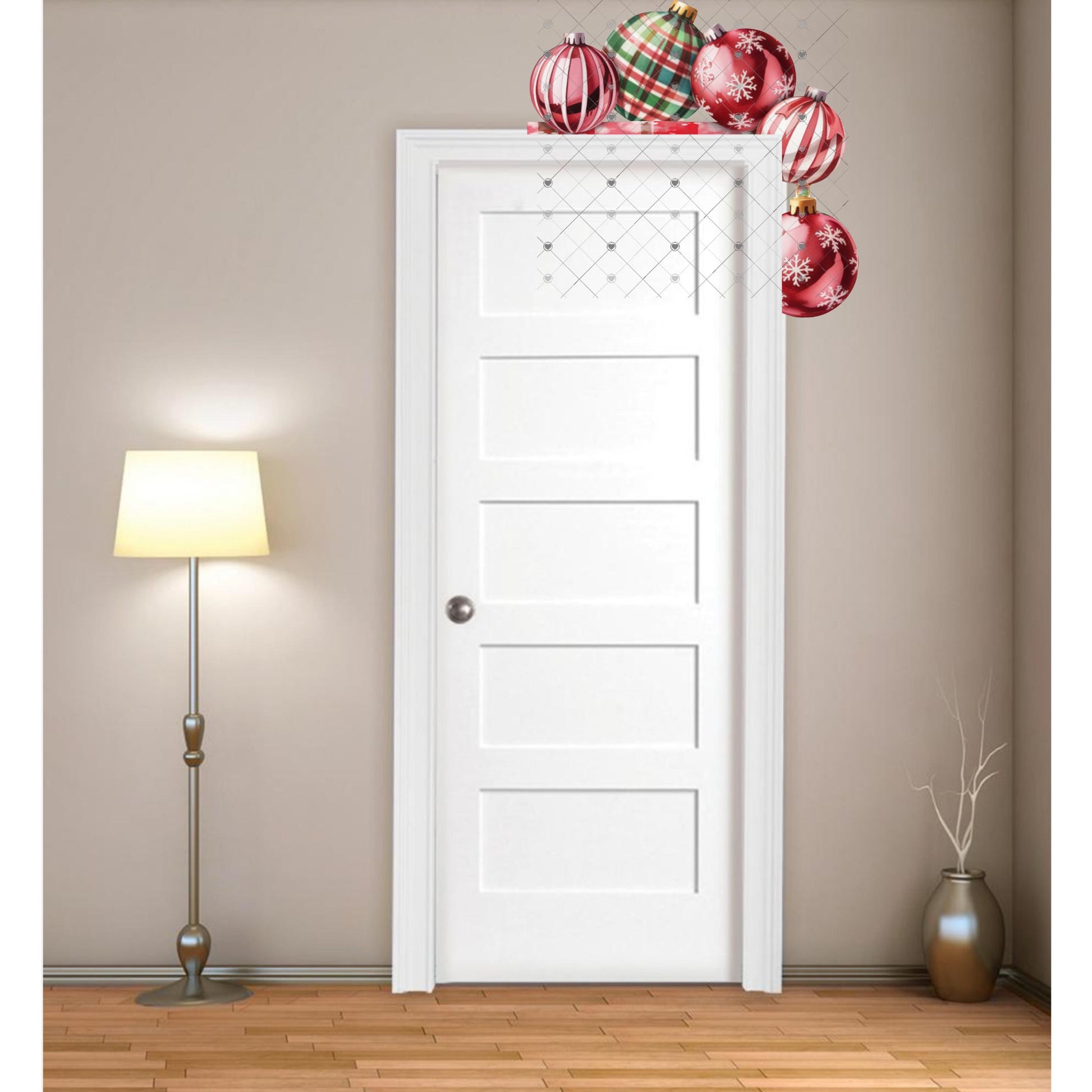 Ornament Corner Sitter - Red bulbs, PNG Digital Download for Sublimation, door sitter, corner sitter, decor