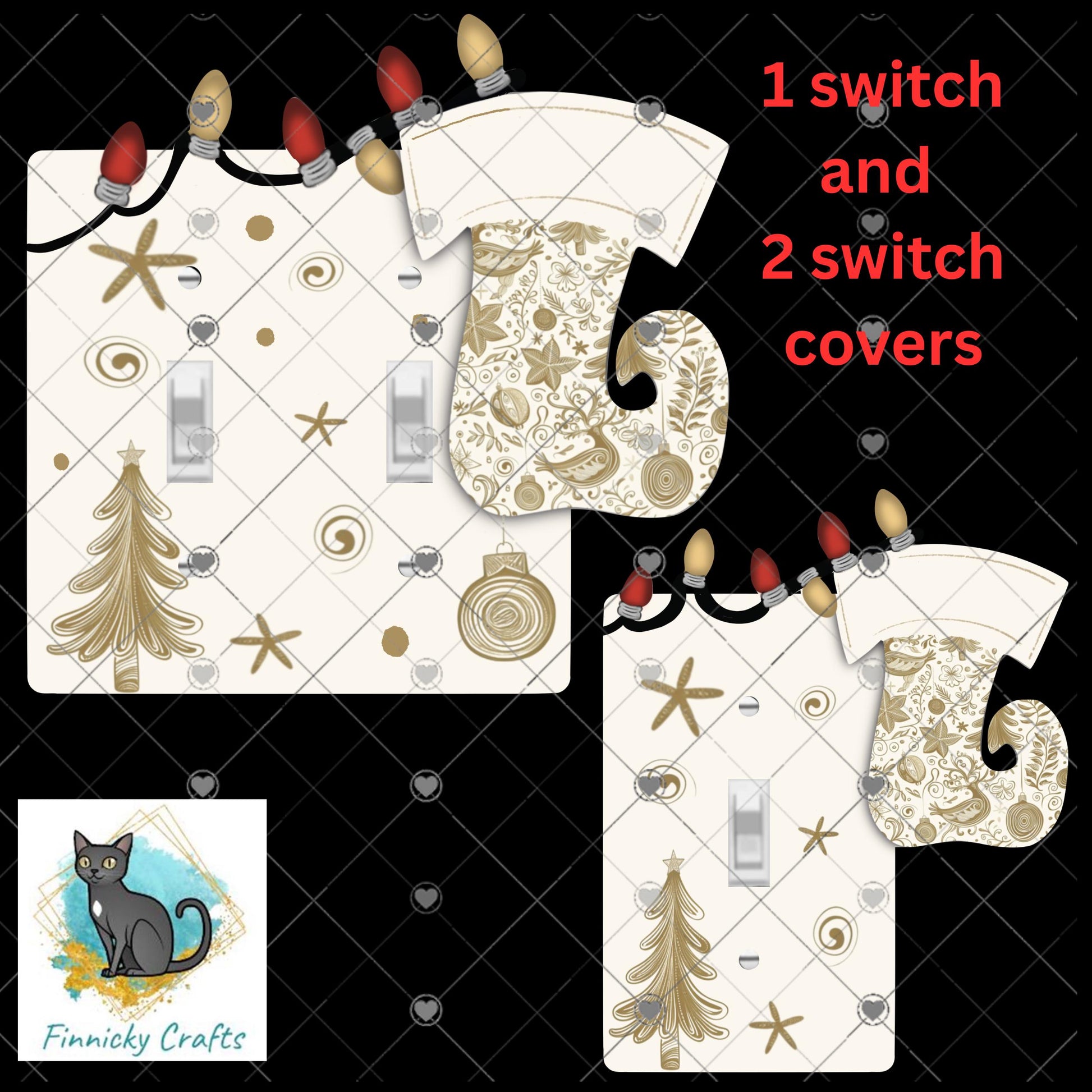 Stocking Double and Single Light Switch - Decoration - Gift - PNG Digital Download for Sublimation - Customize