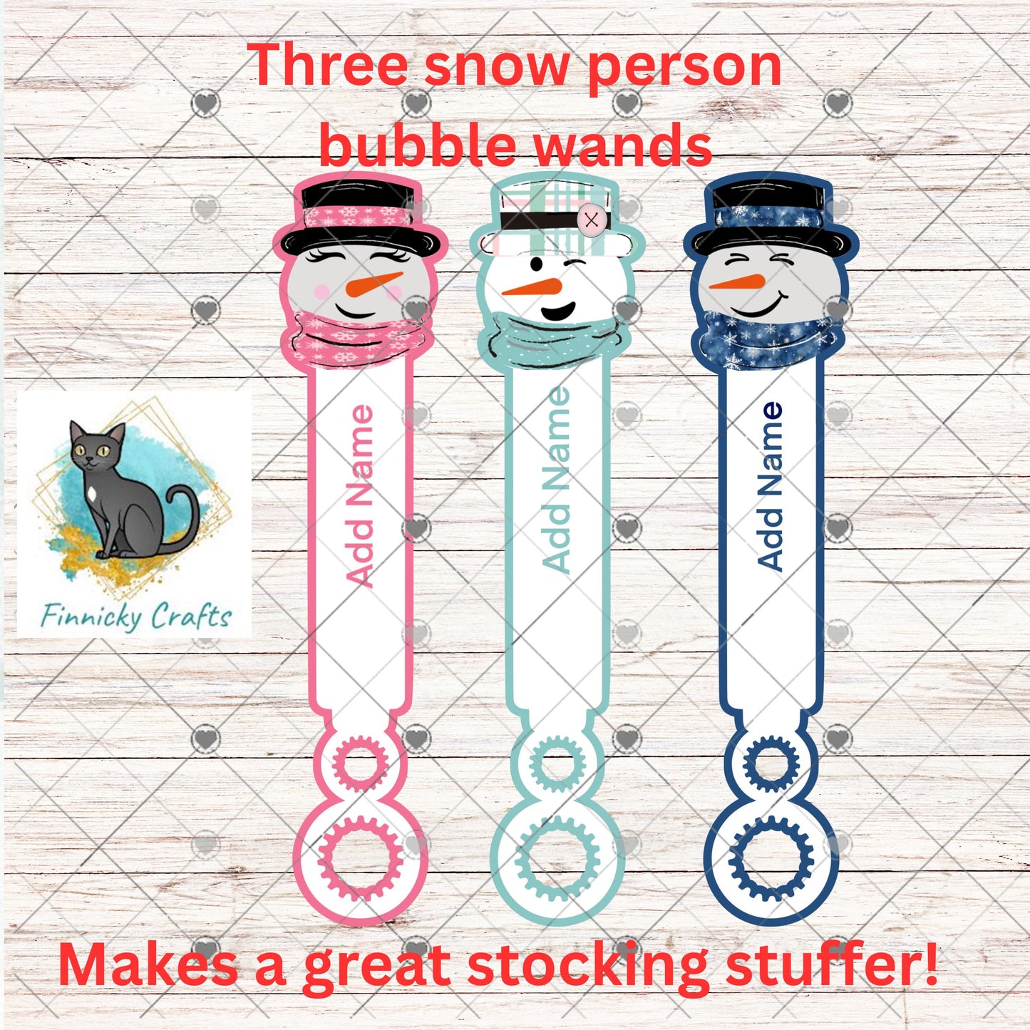 Snowman Bubble Wand - Sublimation Design Png Template - Gift, Favor,Reception, Toy, Stocking Stuffer- Personalizable