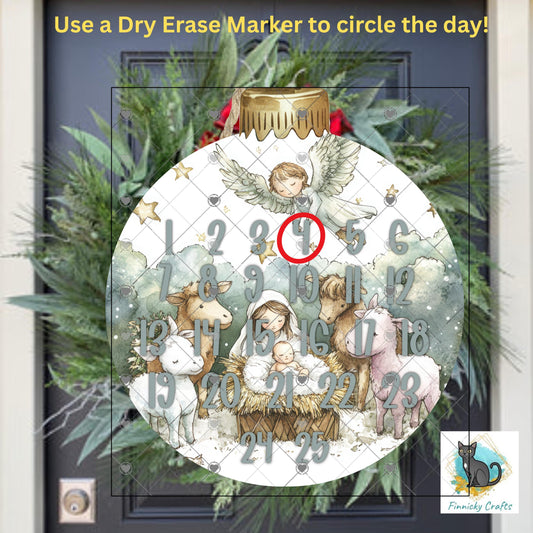 Nativity Bobber Bulb Sign, Christmas Countdown, Blank Included, Sublimation, Digital, PNG, Design, Download Only, Decor
