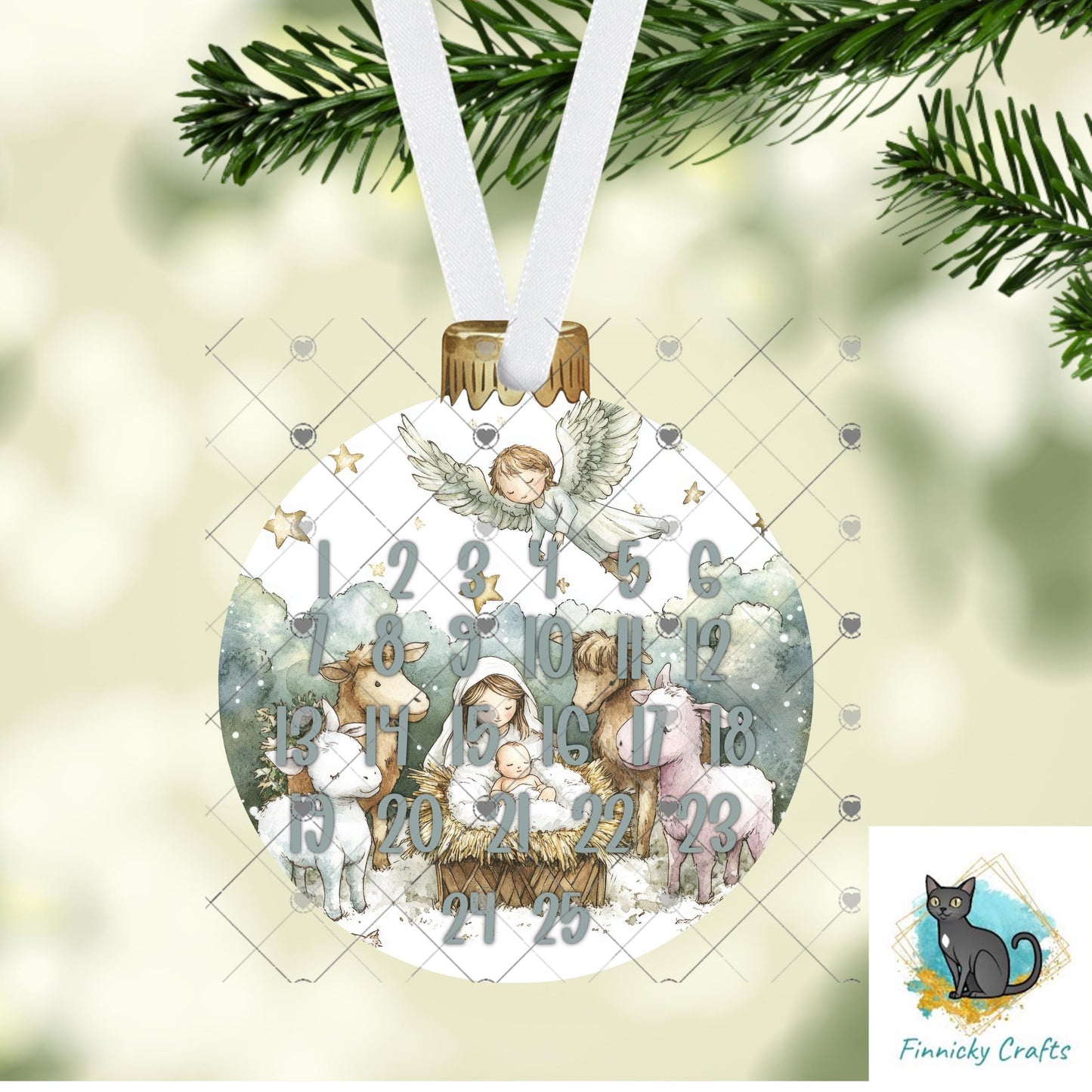 Nativity Bobber Bulb Sign, Christmas Countdown, Blank Included, Sublimation, Digital, PNG, Design, Download Only, Decor