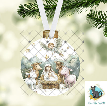 Nativity Bobber Bulb Sign, Christmas Countdown, Blank Included, Sublimation, Digital, PNG, Design, Download Only, Decor