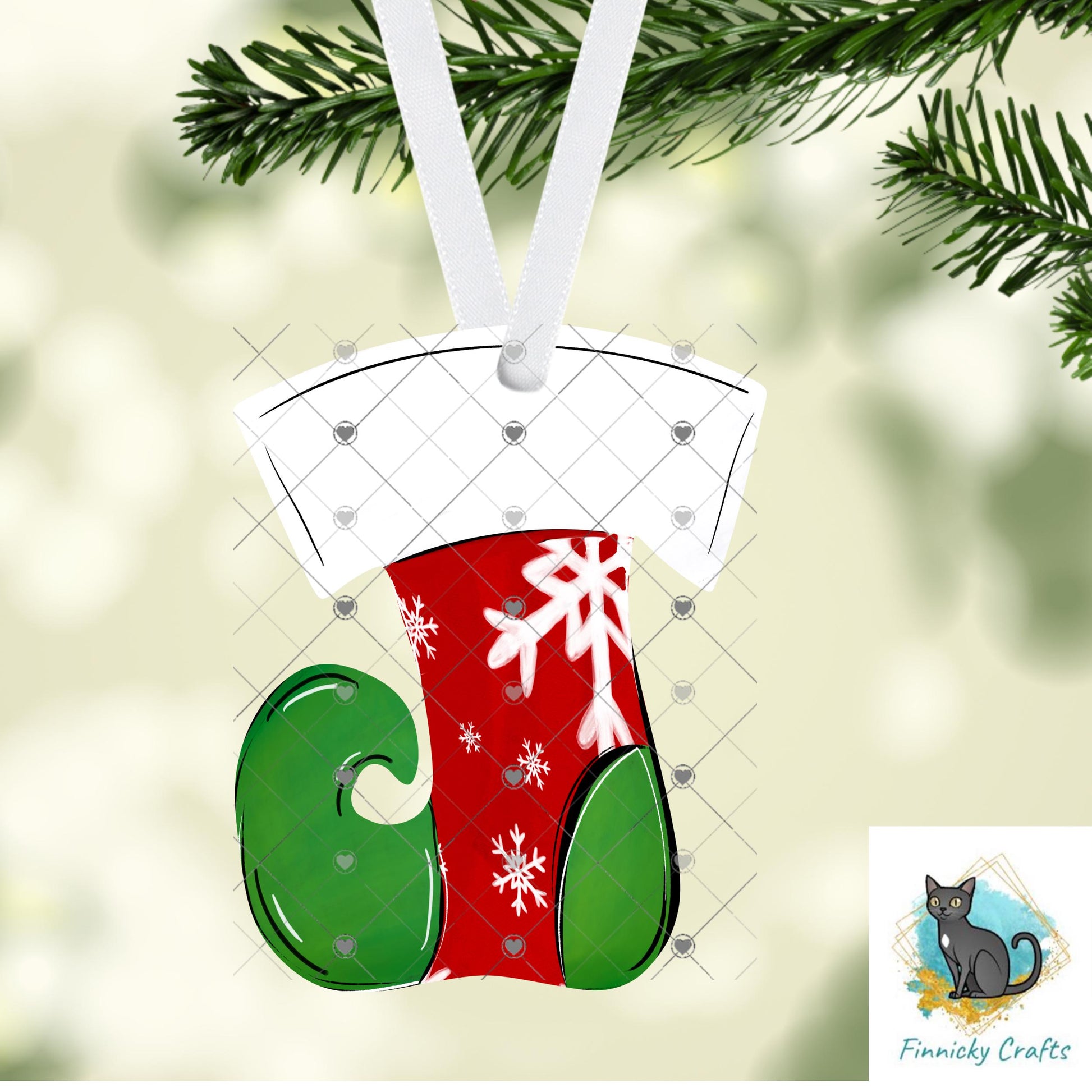Elf Swirl Stocking, Sublimation, DTF, Earrings, Ornament, Add words, Night Light, Sign