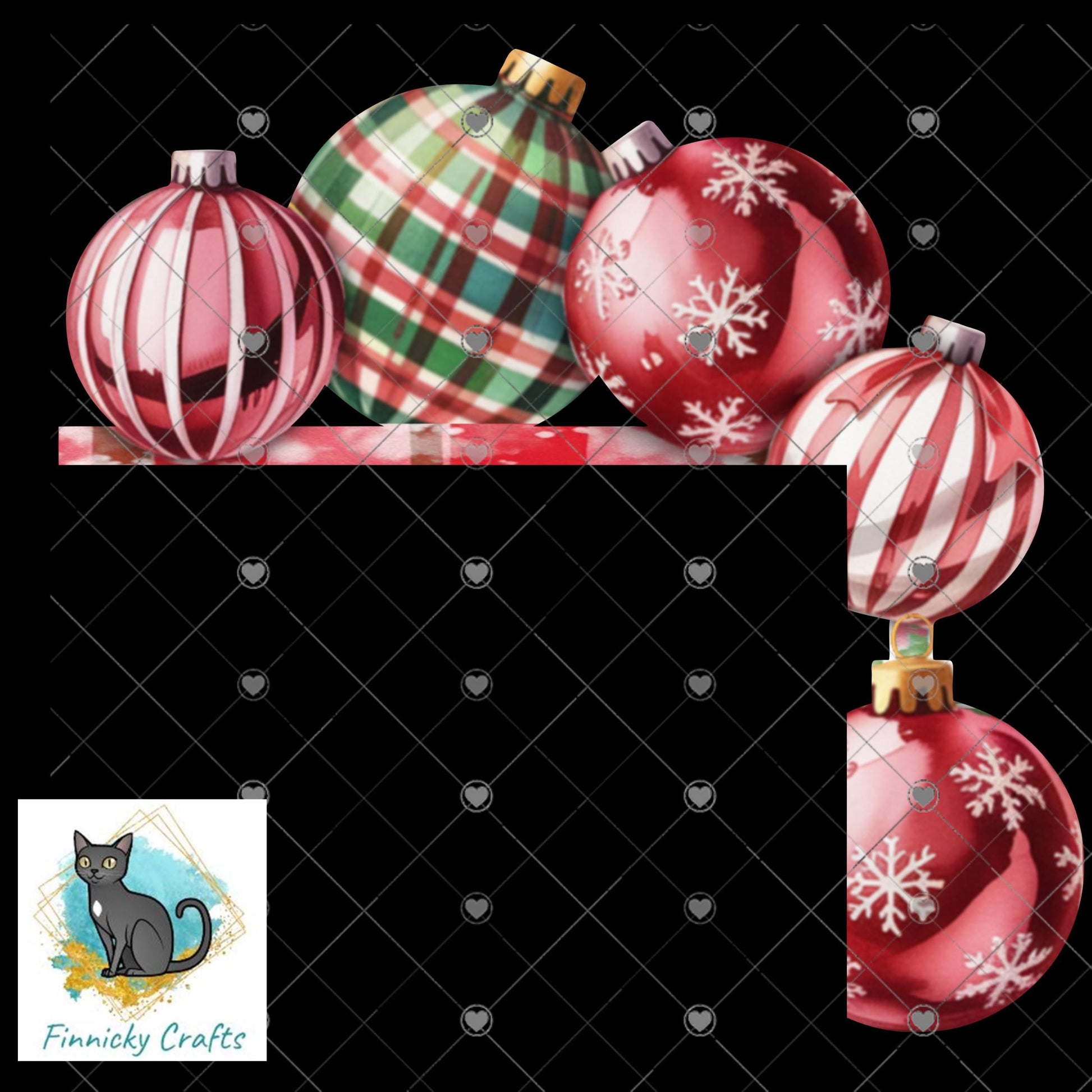Ornament Corner Sitter - Red bulbs, PNG Digital Download for Sublimation, door sitter, corner sitter, decor