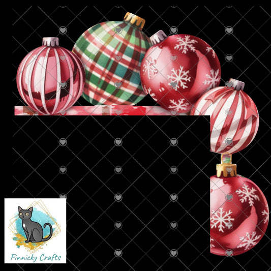 Ornament Corner Sitter - Red bulbs, PNG Digital Download for Sublimation, door sitter, corner sitter, decor