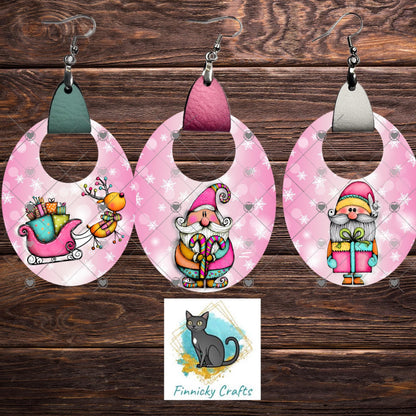 Oval Leather, Winter, Snowflakes, Santa, Reindeer, Sublimation, Digital, PNG, Design, Download