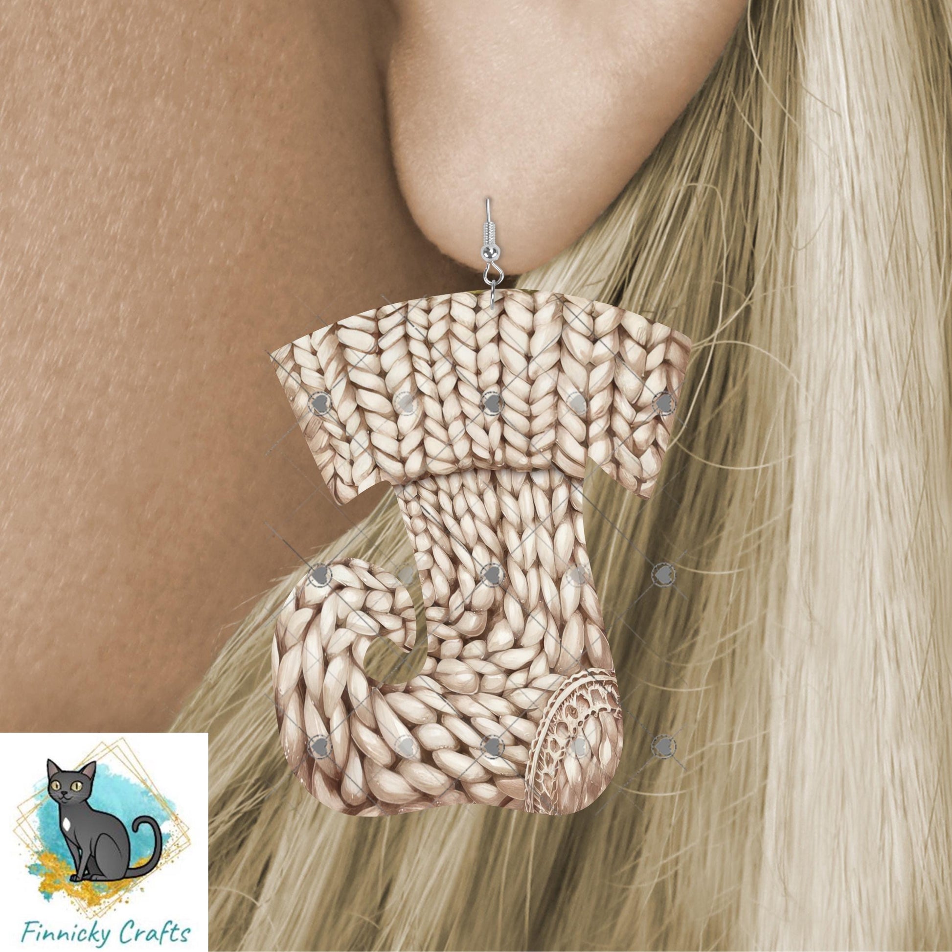 Knit Elf Swirl Stocking, Sublimation, DTF, Earrings, Ornament, Add words, Night Light, Sign