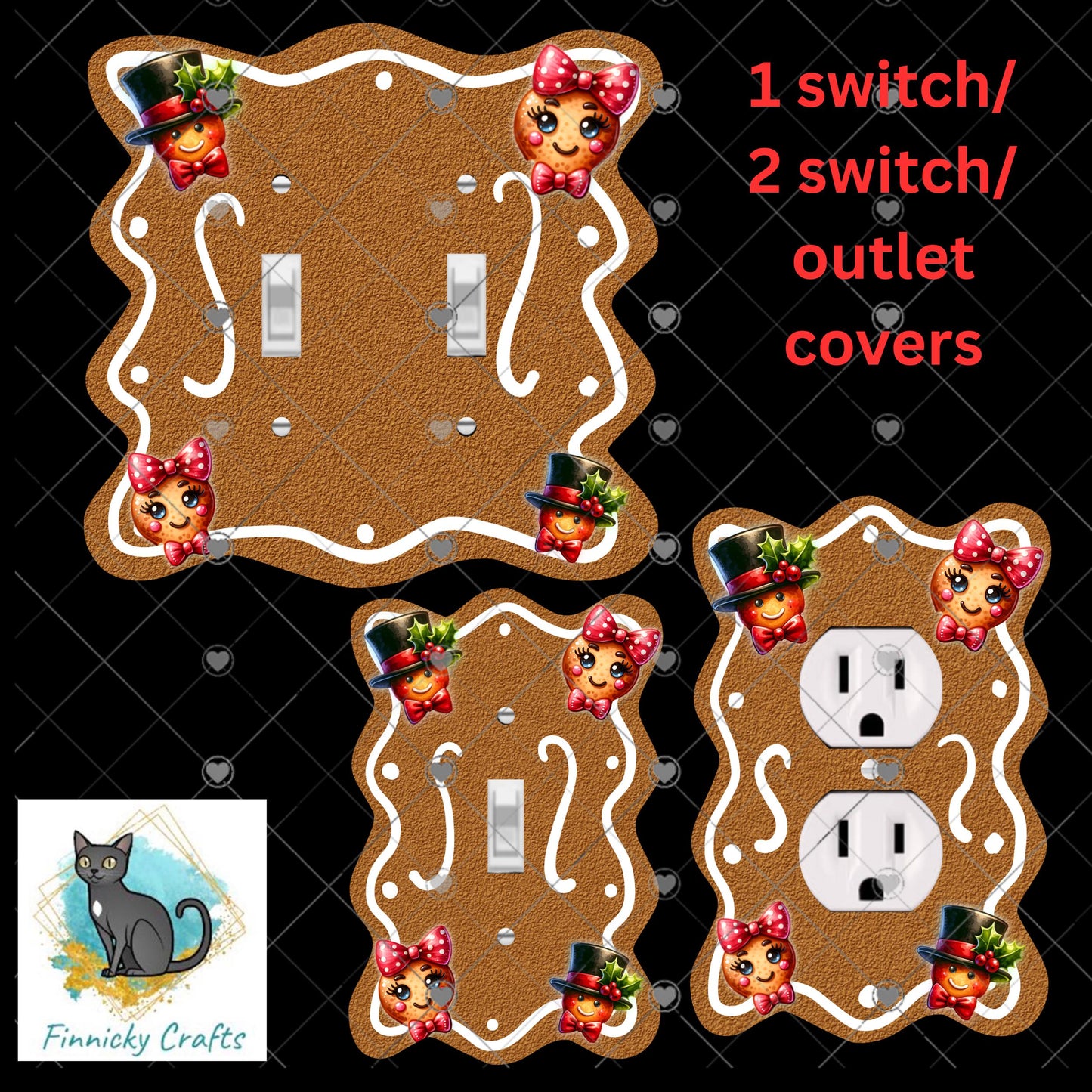 Gingerbread Couple Bundle, Sublimation, Digital, PNG Design, Wall Decor, Outlet Cover, Light switch cover