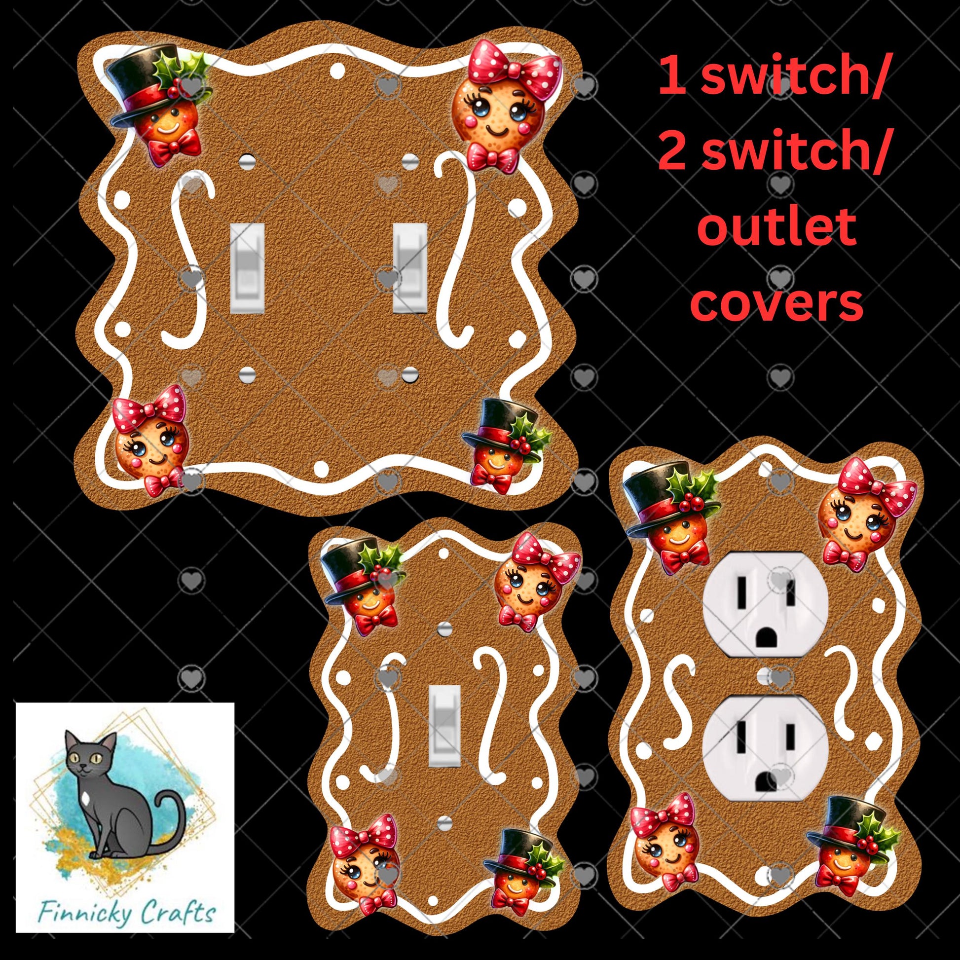 Gingerbread Couple Bundle, Sublimation, Digital, PNG Design, Wall Decor, Outlet Cover, Light switch cover