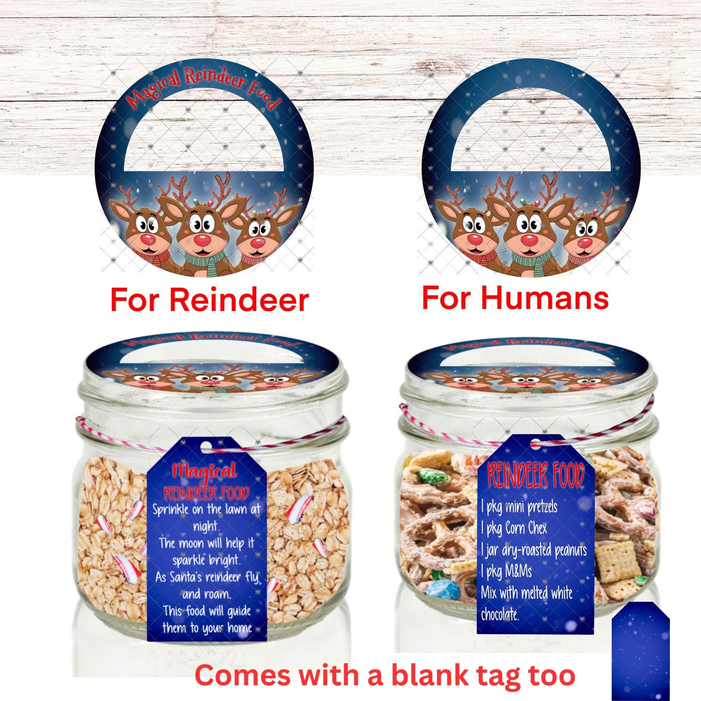 Customizable Reindeer Food Mason Jar Lid, Sublimation, PNG, Digital Design