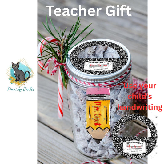Teacher Gift, Composition Notebook, Sublimation, Digital Design, PNG, Download, Decoration, Back to School, Mason Jar Lid