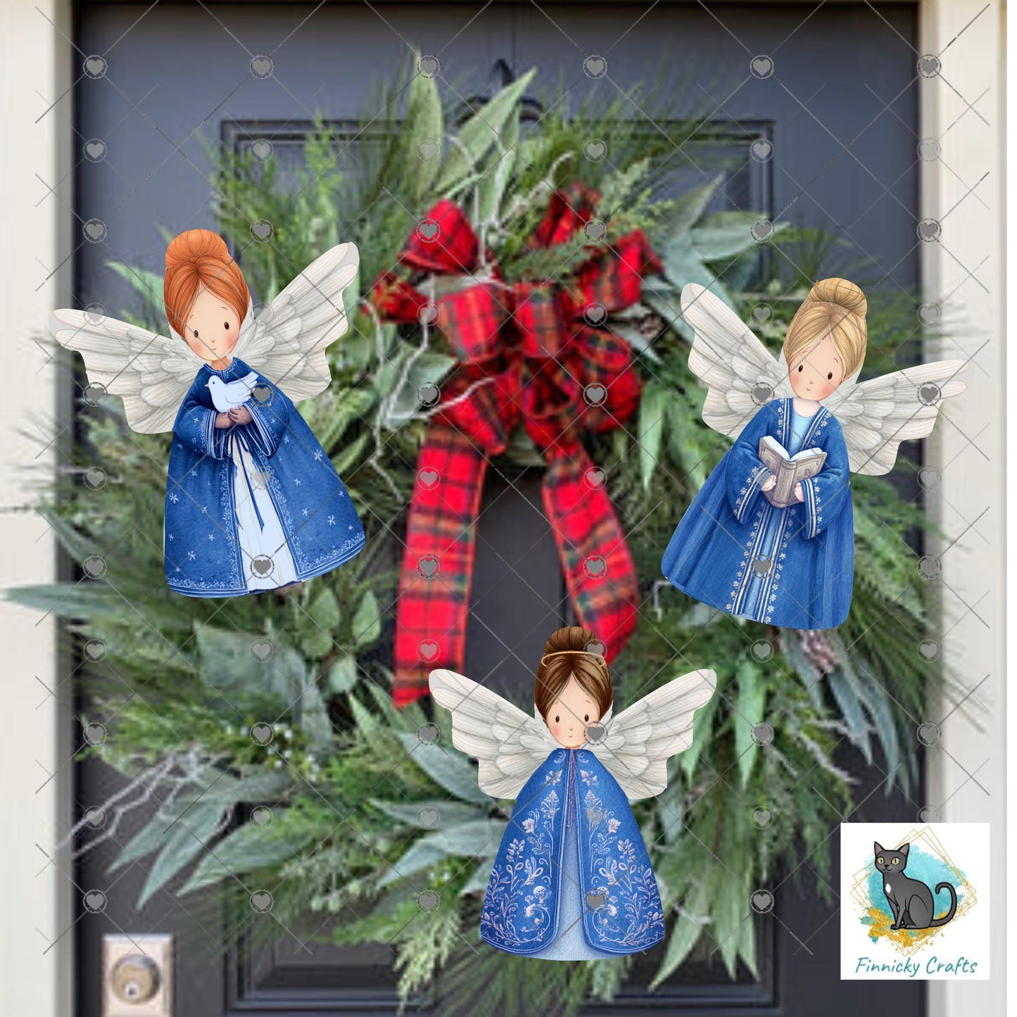 Angels - Bundle - earrings, night light, sign - Christmas Ornament Digital File, Night Light