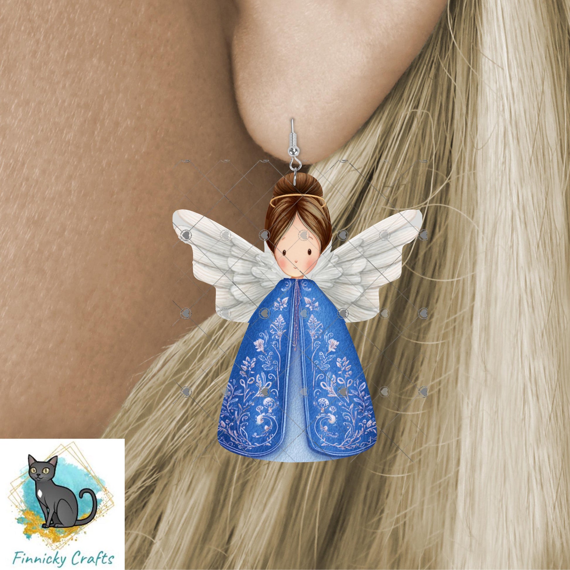 Angels - Bundle - earrings, night light, sign - Christmas Ornament Digital File, Night Light