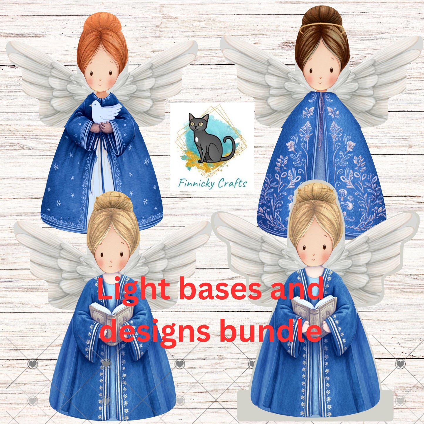 Angels - Bundle - earrings, night light, sign - Christmas Ornament Digital File, Night Light