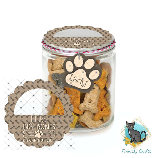 I like big bones scalloped Mason jar lid, Sublimation, Ornament png, Digital Download