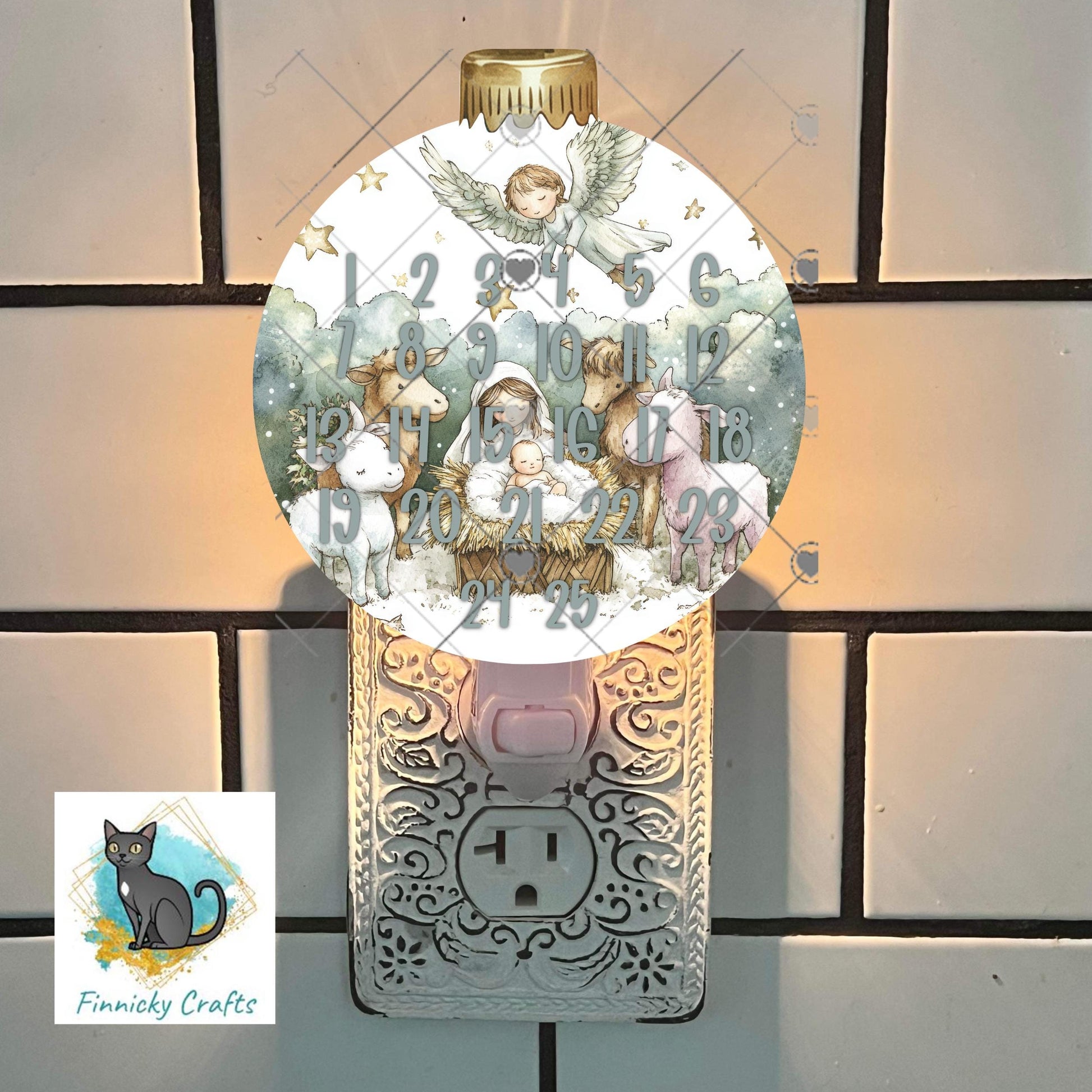 Nativity Bobber Bulb Sign, Christmas Countdown, Blank Included, Sublimation, Digital, PNG, Design, Download Only, Decor