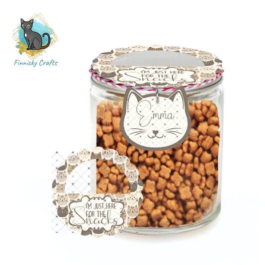 Cats treats scalloped Mason jar lid, Sublimation, Ornament png, Digital Download