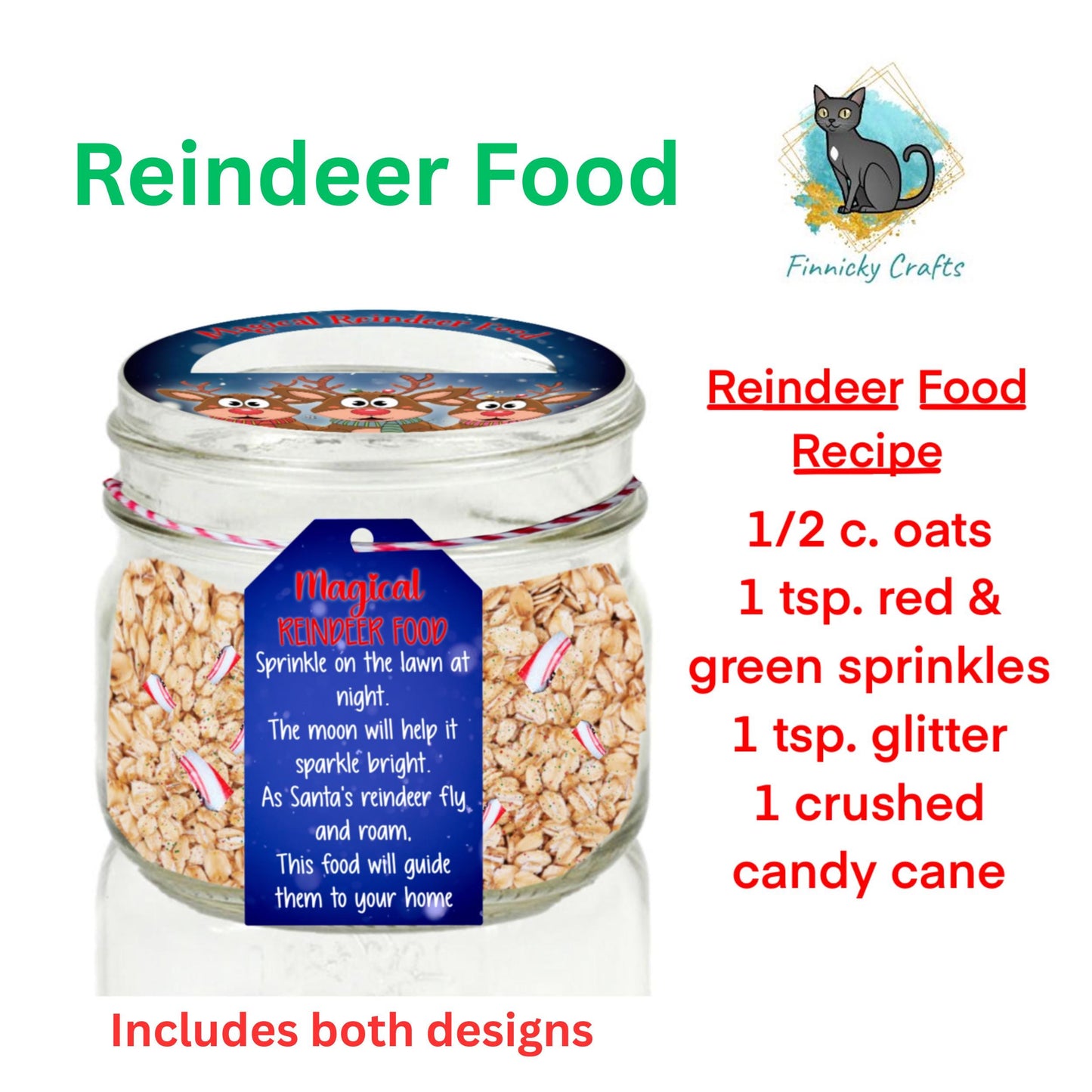 Customizable Reindeer Food Mason Jar Lid, Sublimation, PNG, Digital Design